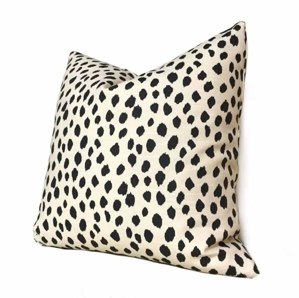 Dalmatian Dots Black Nude Beige Pillow Cover (Lacefield Designs Fabric)