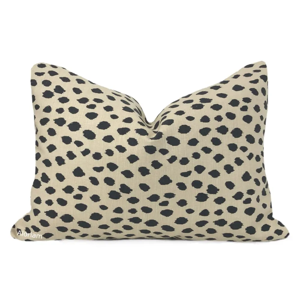 Dalmatian Dots Black Nude Beige Pillow Cover (Lacefield Designs Fabric)