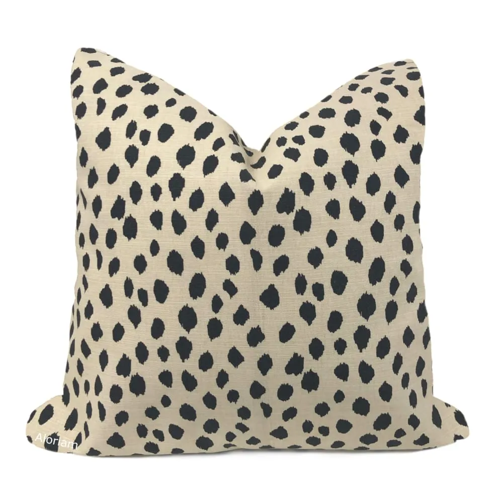 Dalmatian Dots Black Nude Beige Pillow Cover (Lacefield Designs Fabric)