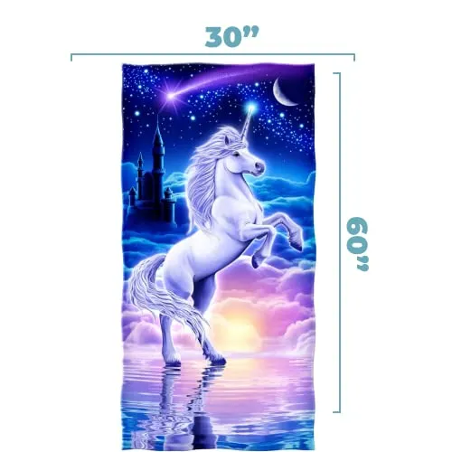 Dawhud Direct Unicorn Beach Towel for Women Girls Kids Men 30 X 60 Inch