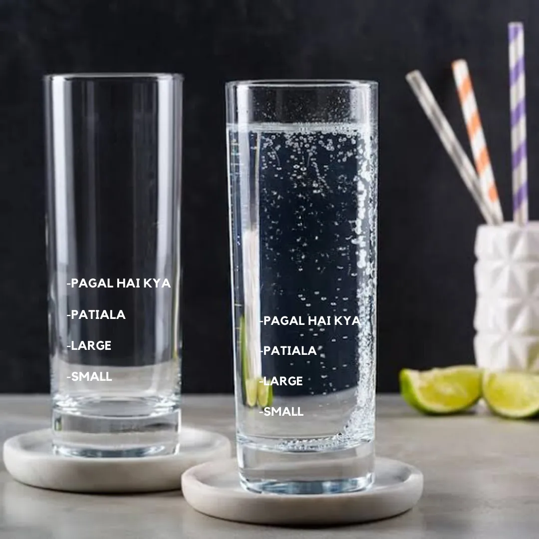 Designer Whiskey Highball Glass Engraved Cocktail Glassware With Measurement Marking