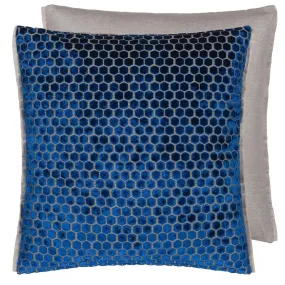 Designers Guild Jabot Cobalt Velvet Decorative Pillow