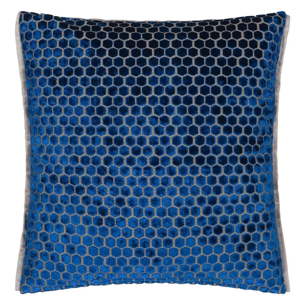 Designers Guild Jabot Cobalt Velvet Decorative Pillow