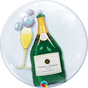 Double Bubble Bubbly Wine Bottle & Glass Balloon - 60cm