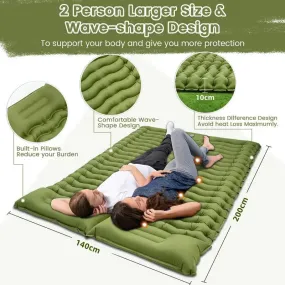 Double Sleeping Pad 1.4X2m  for Camping 10cm Thickness Self Inflating Camping Mat Built-in Foot Pump 2 Person Camping Mattress