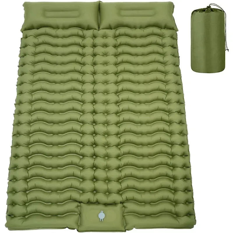 Double Sleeping Pad 1.4X2m  for Camping 10cm Thickness Self Inflating Camping Mat Built-in Foot Pump 2 Person Camping Mattress