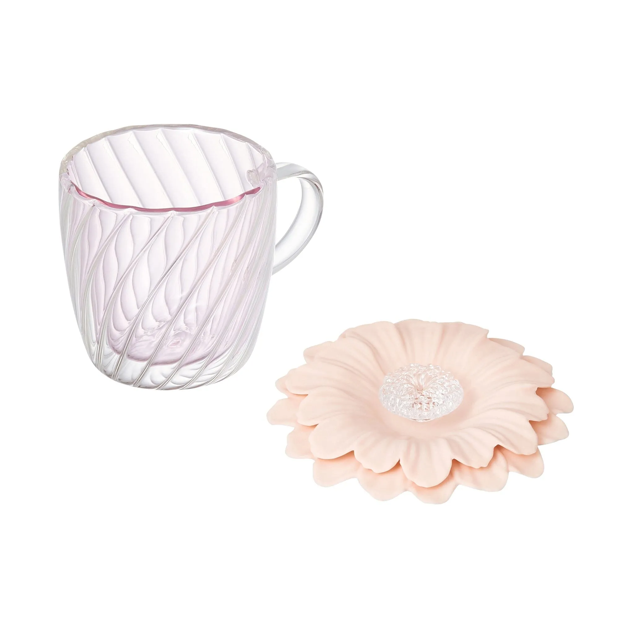 Double Wall Glass Mug With Cupcover  Pink