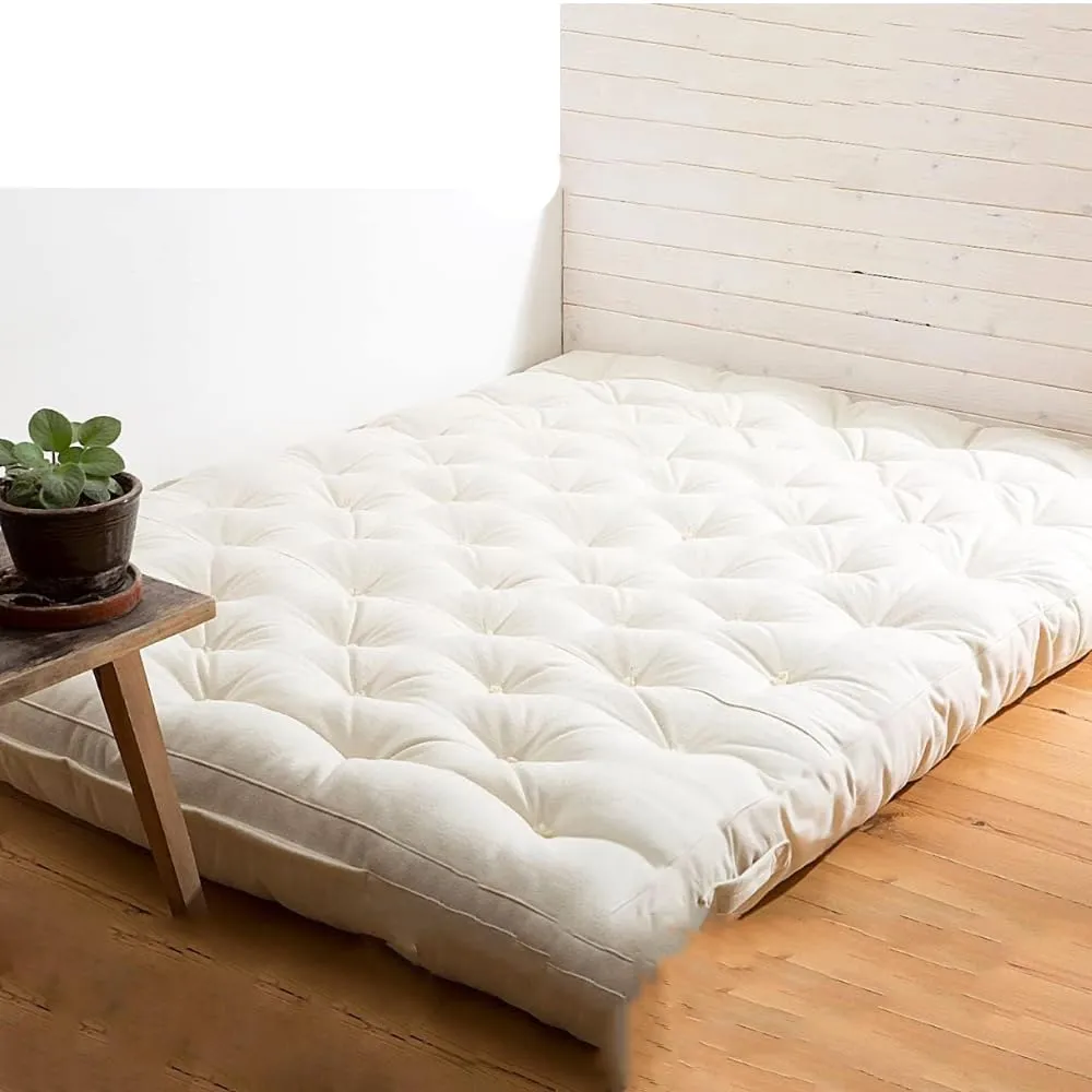 DR.FUTON Cotton Mattress - Handmade Ogranic Cotton Floor Mattress (Organic White Cotton, 4.5 x 6 Feet)