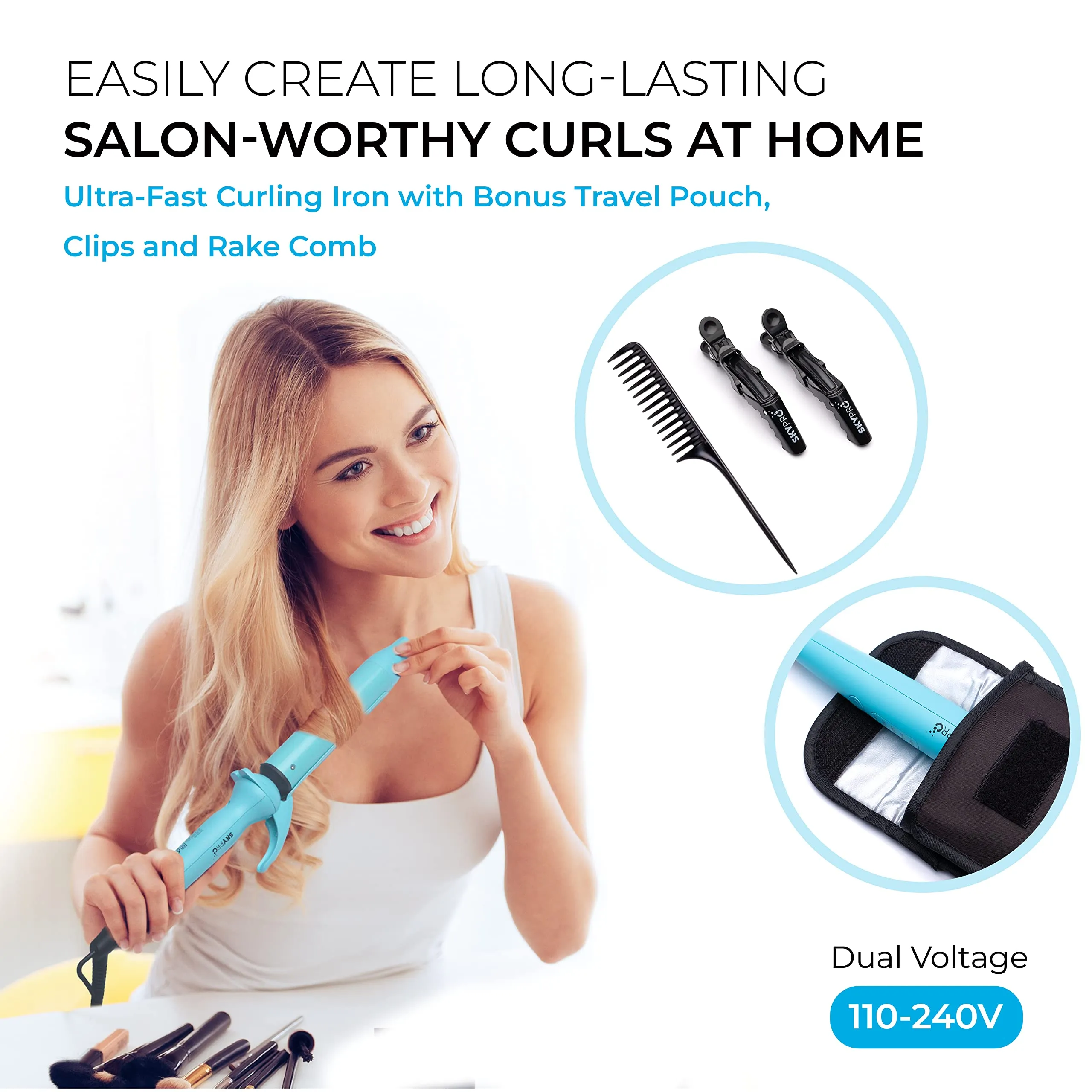 Dual Voltage Curling Iron for International Travel | One Inch Curling Iron