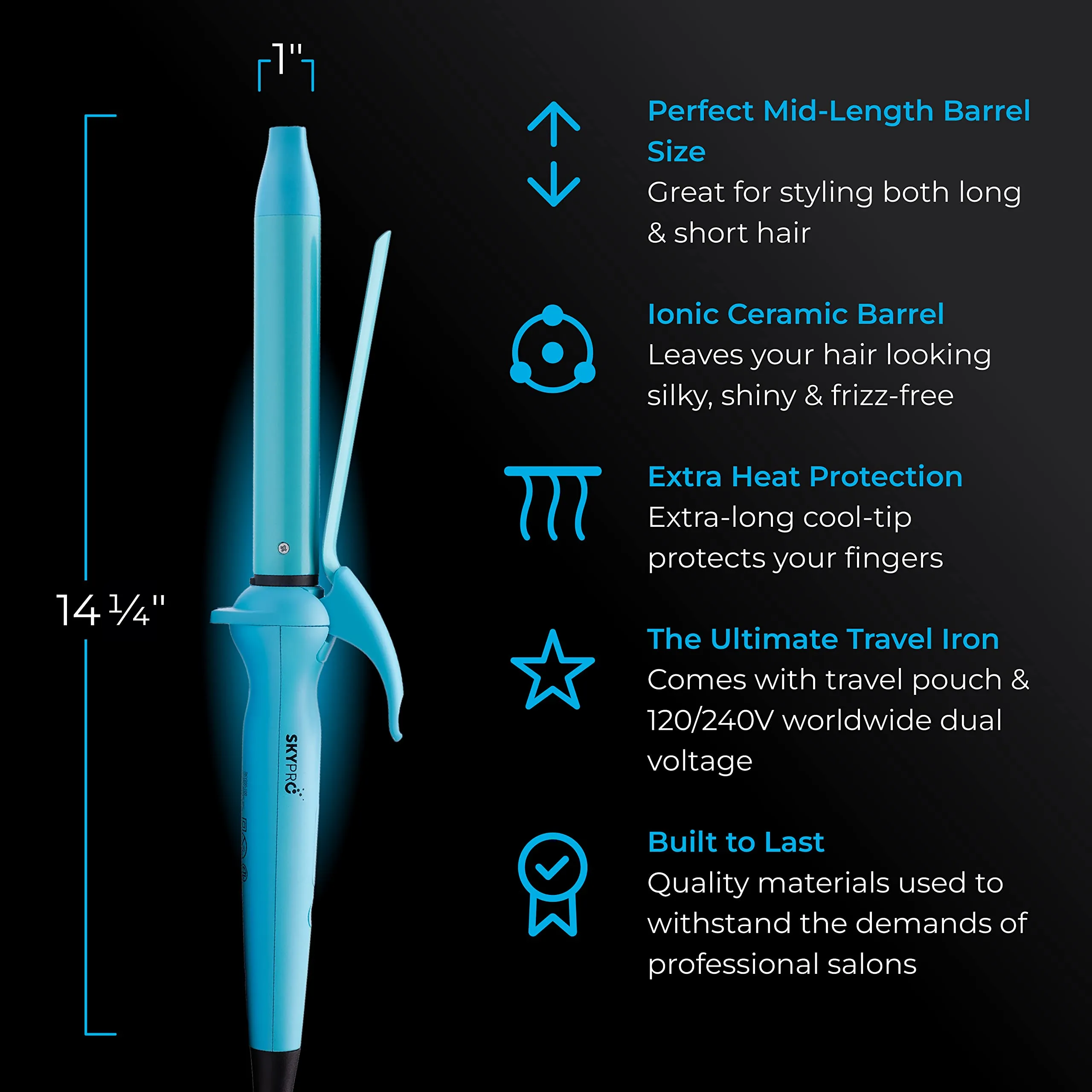 Dual Voltage Curling Iron for International Travel | One Inch Curling Iron