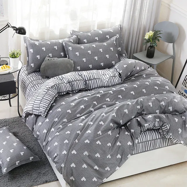 Duvet Cover Sheet Pillow Case Lovely Kitty Bedding Set