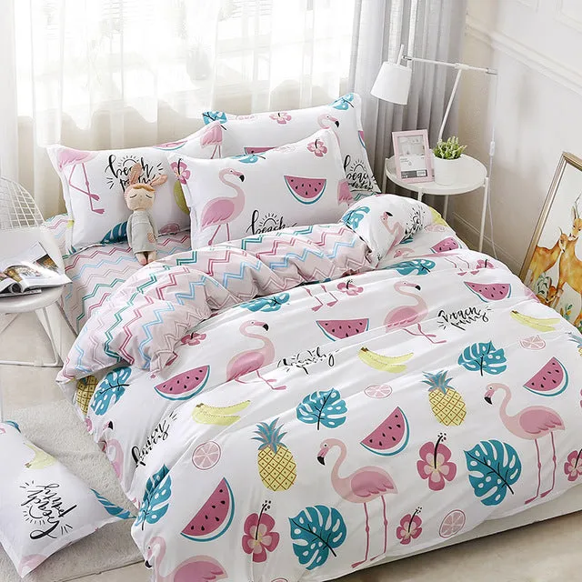 Duvet Cover Sheet Pillow Case Lovely Kitty Bedding Set