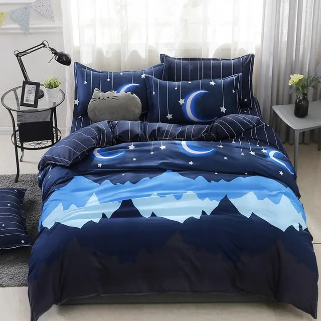 Duvet Cover Sheet Pillow Case Lovely Kitty Bedding Set