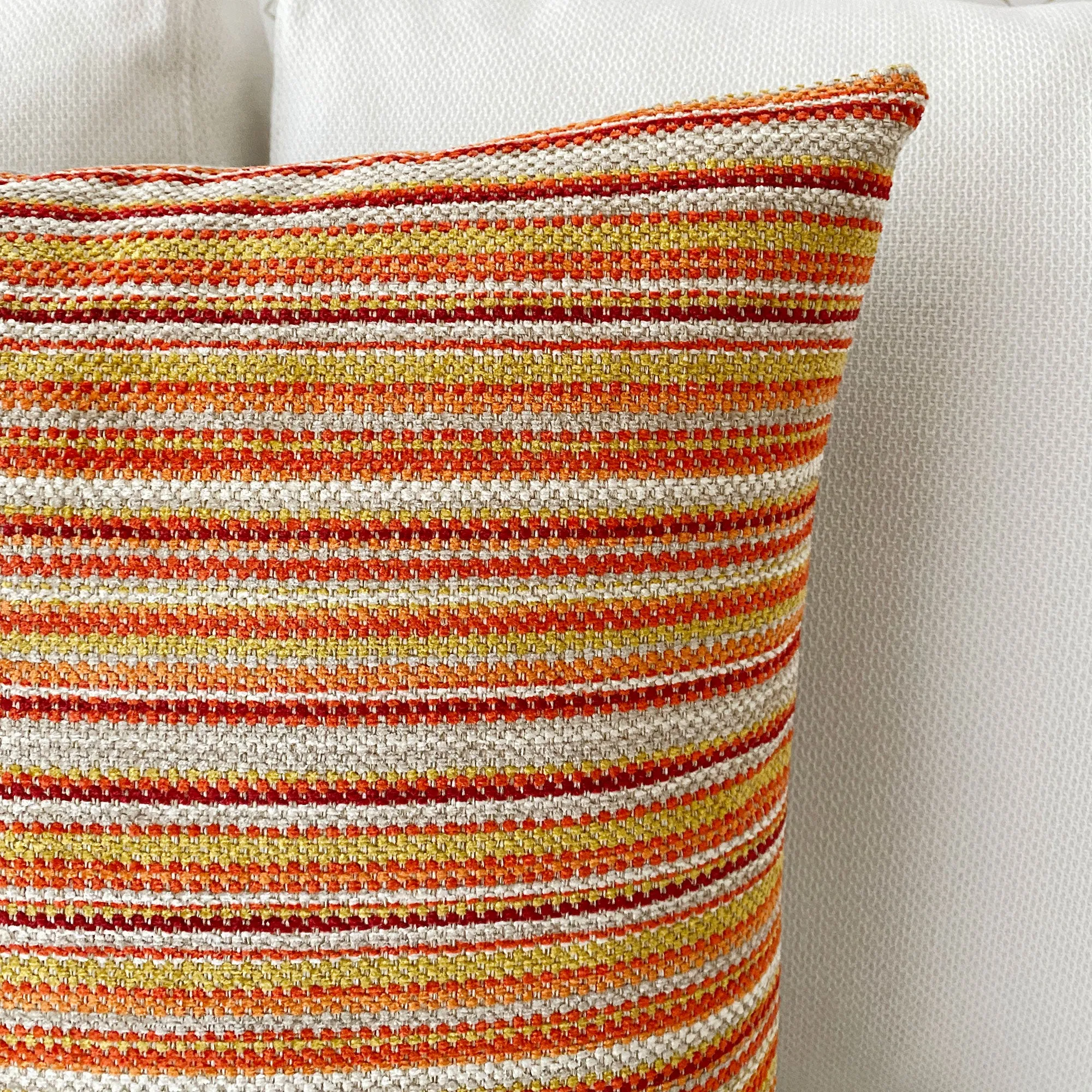 Eastlake Orange Striped Throw Pillow Cover 22x22