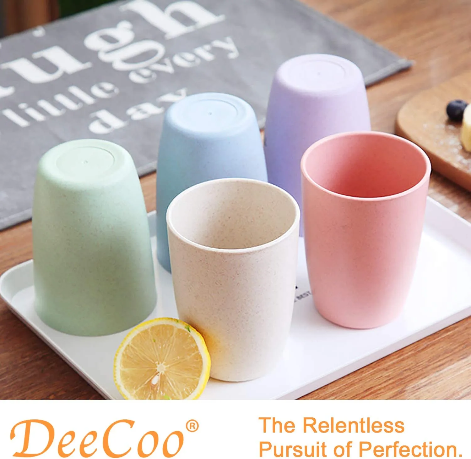 Eco-friendly Unbreakable Reusable Drinking Cup 12 OZ 15 Pack Wheat Straw Stackable, Biodegradable Healthy Tumbler Set, Dishwasher Safe