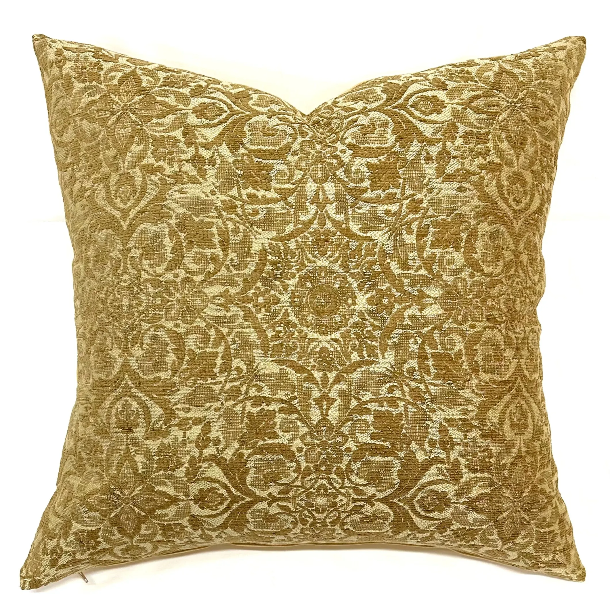 Elegant Gold Damask Throw Pillow Cover 22x22