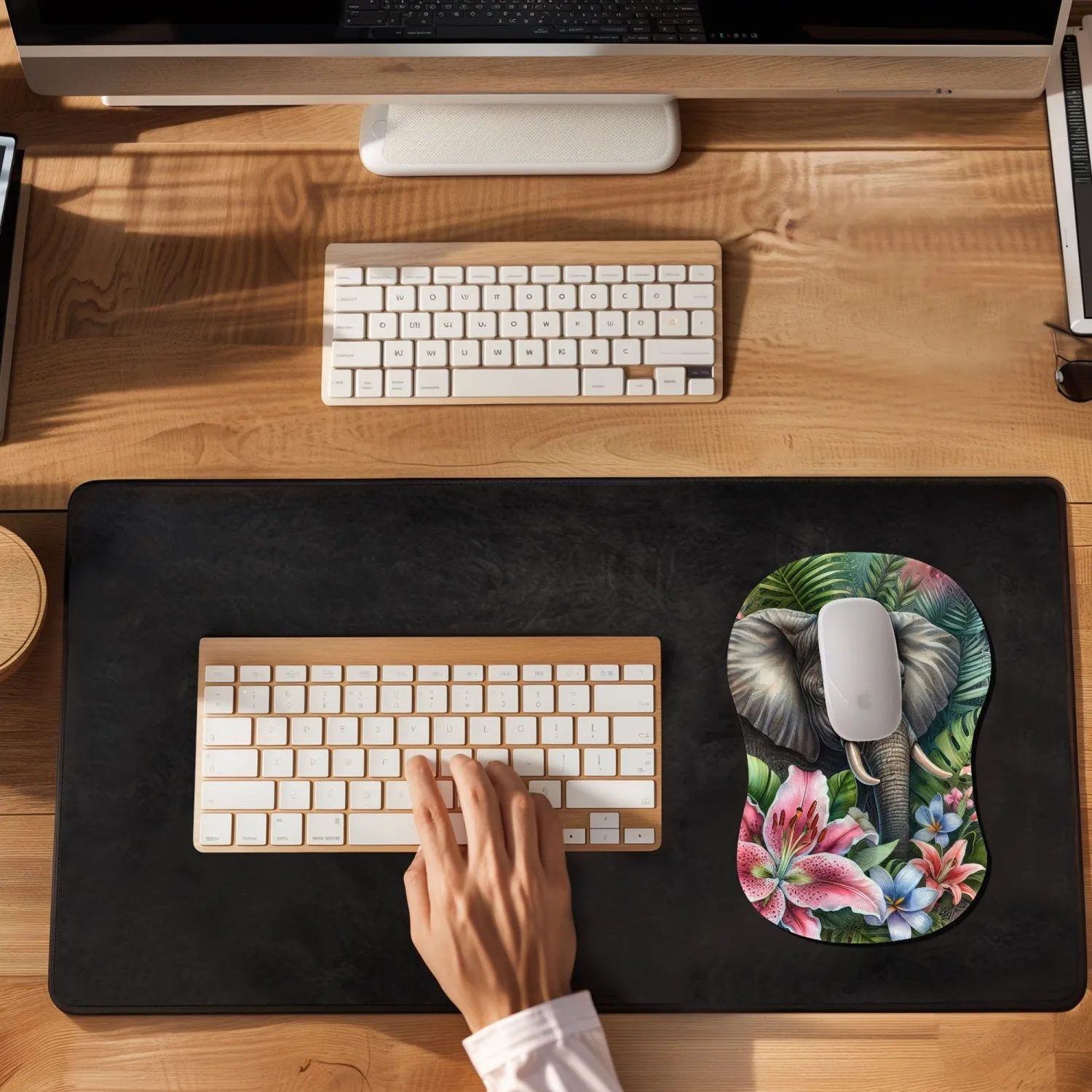 Elephant Jungle Mouse Pad with Wrist Rest