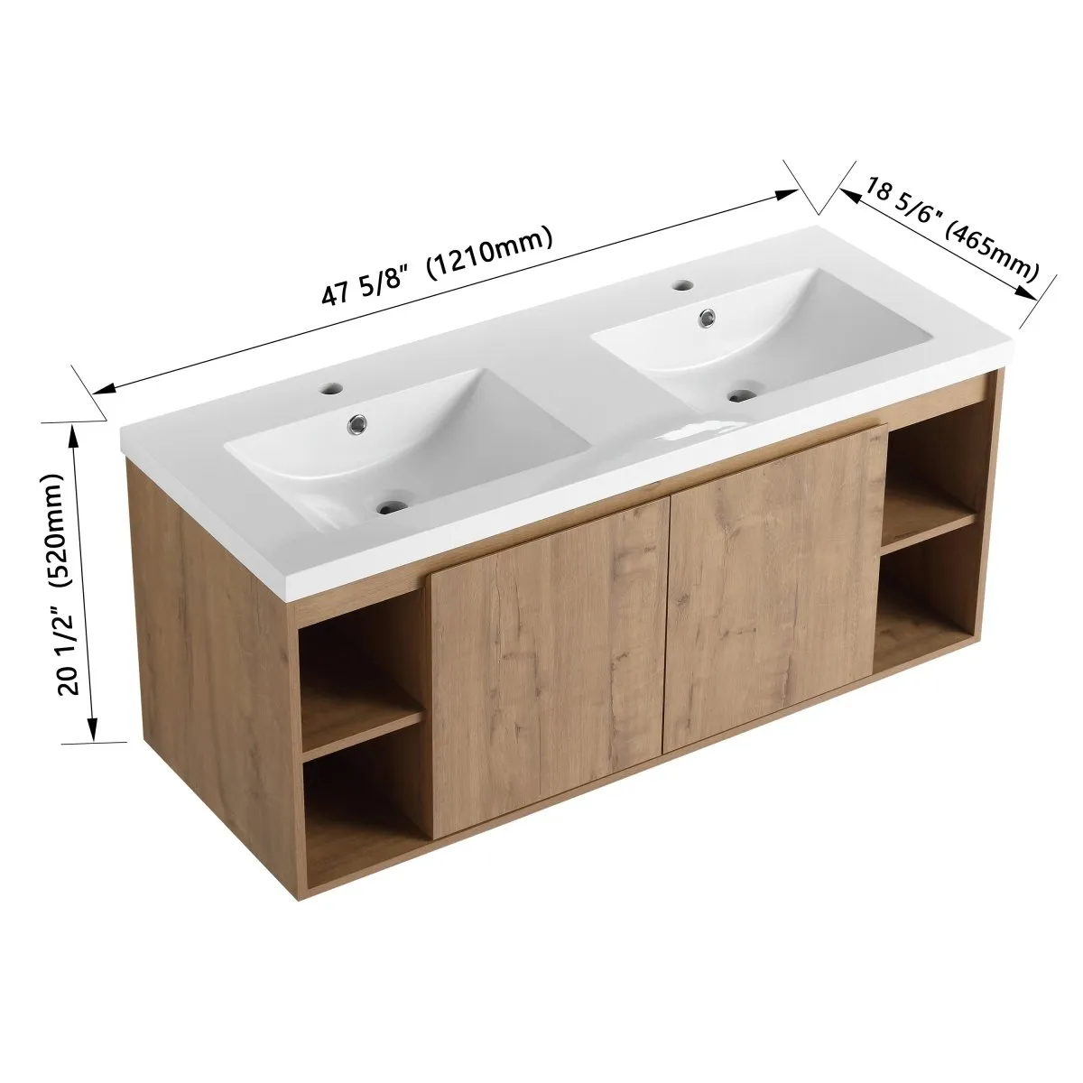 ExBrite 48"  Wall Mounted Bathroom Vanity With Double Sink,Soft Closing Door Hinge,Wooden