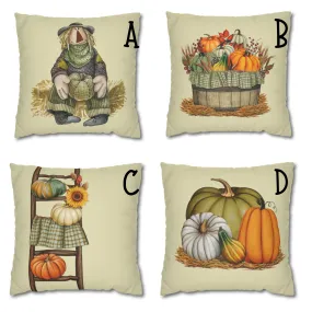 Fall Scarecrow Pillow Covers, Rustic Country Square Covers, Country Farmhouse Decor, Coordinating Pillow Cover Set, Farmhouse Pillows