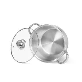 Fissman Stockpot With Glass Lid Prime Series Stainless Steel And Induction Bottom Silver 18x10.5cm/2.7LTR