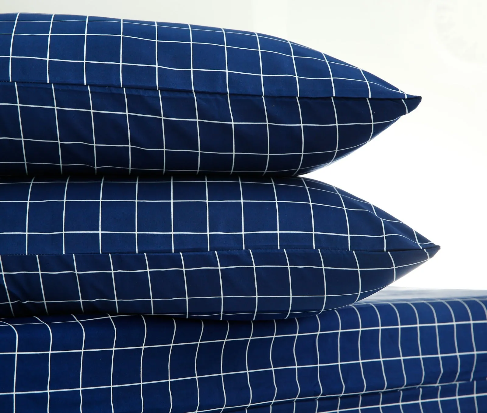 Fitted Bed Sheet-Blue Check