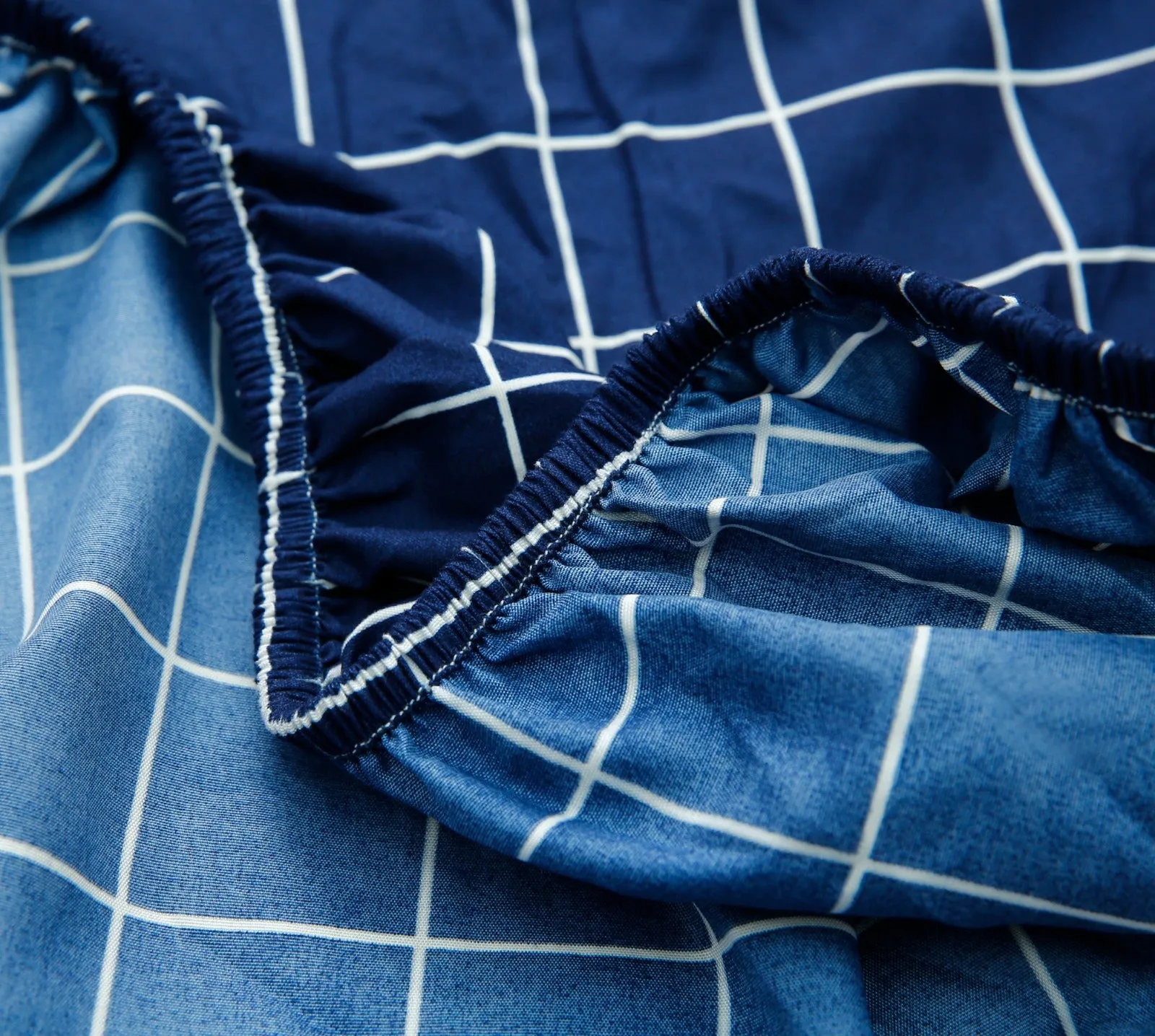 Fitted Bed Sheet-Blue Check