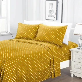 Fitted Bed Sheet-Mustard Polka