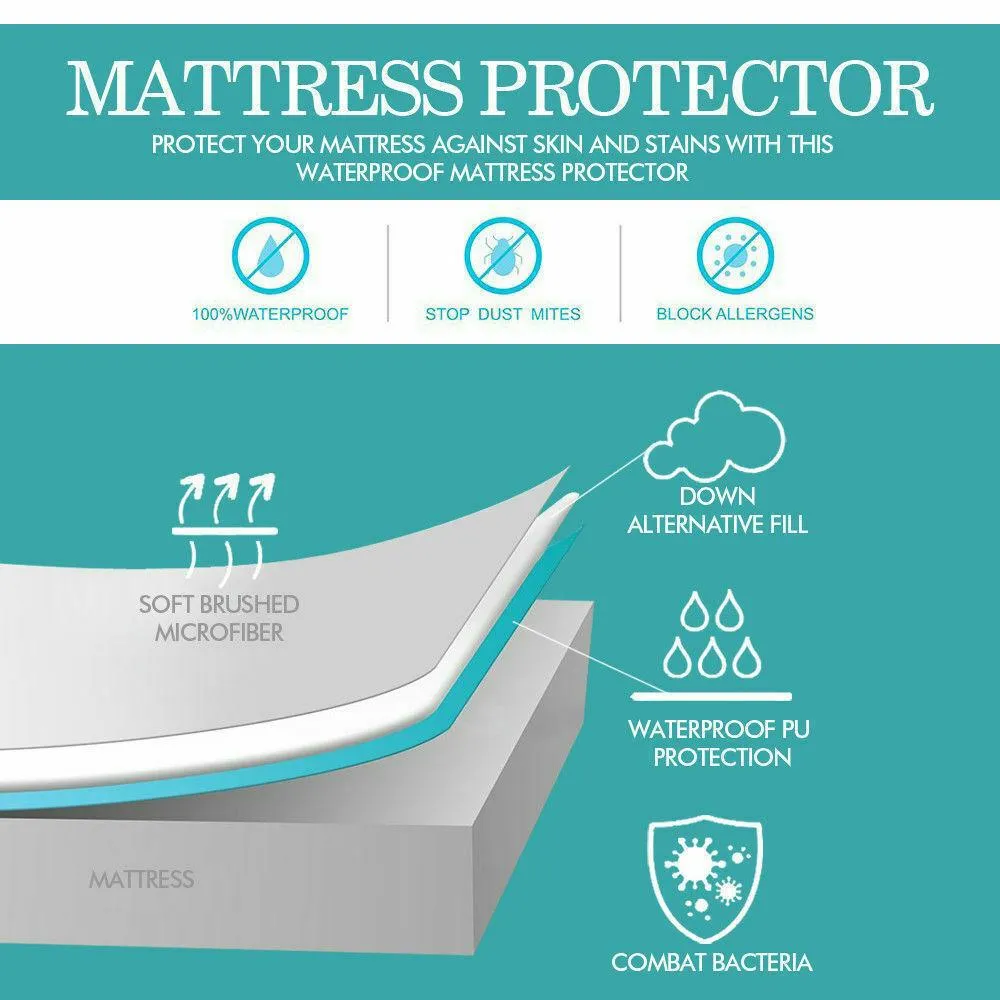 Fitted Waterproof Bed Mattress Protectors Covers Double