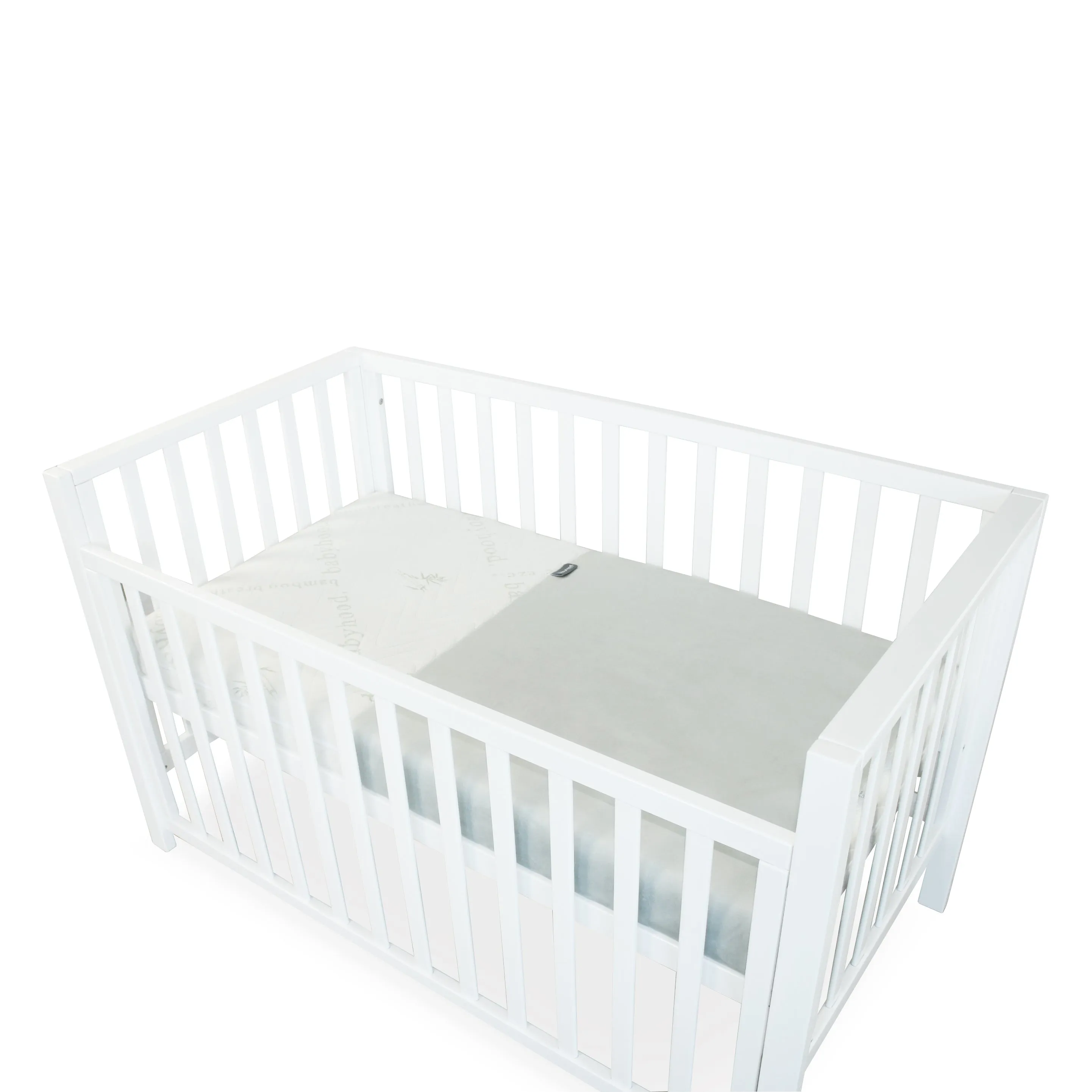 [FOC Assembly] (1 Yr Warranty) Babyhood Riya Cot 5-in-1 White/Beech   Breathe Eze Tm Standard Cot Mattress (Bundle)