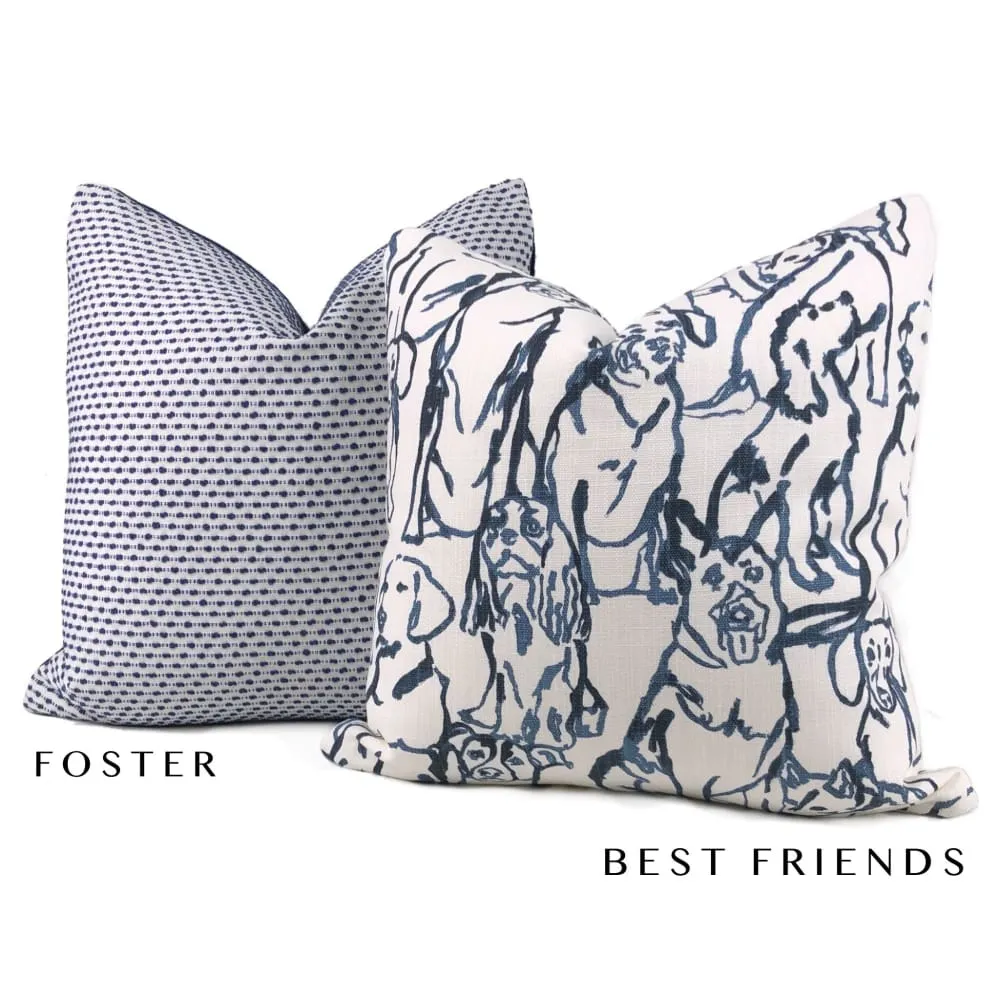 Foster Blue White Textured Stripe Pillow Cover