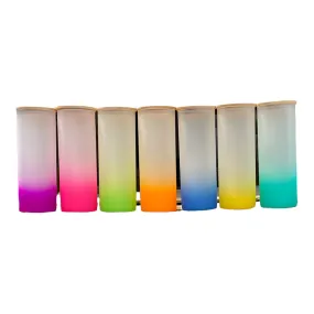 FREE GIFT25oz Colored Sublimation Glass Can With Bamboo Lid