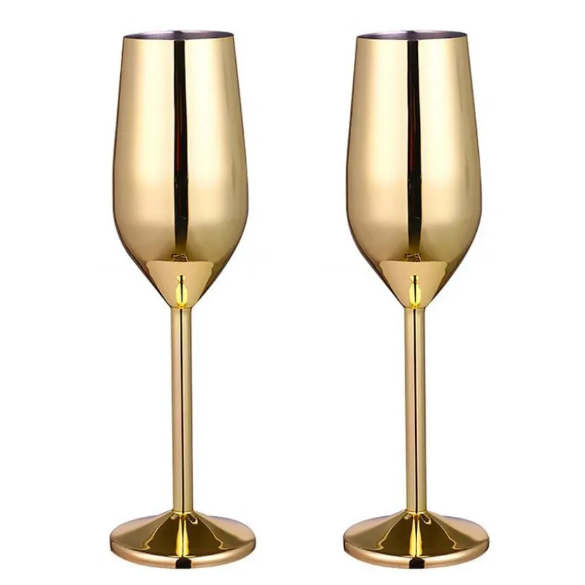 Funki Buys | Glasses | Champagne Flute 2 Pcs Set | Stainless Steel Cup