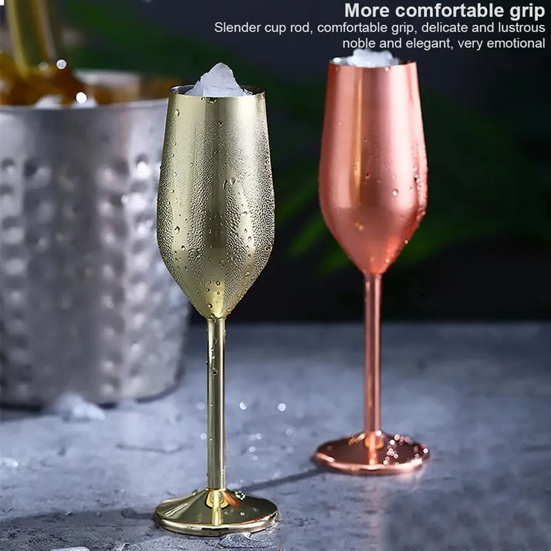 Funki Buys | Glasses | Champagne Flute 2 Pcs Set | Stainless Steel Cup