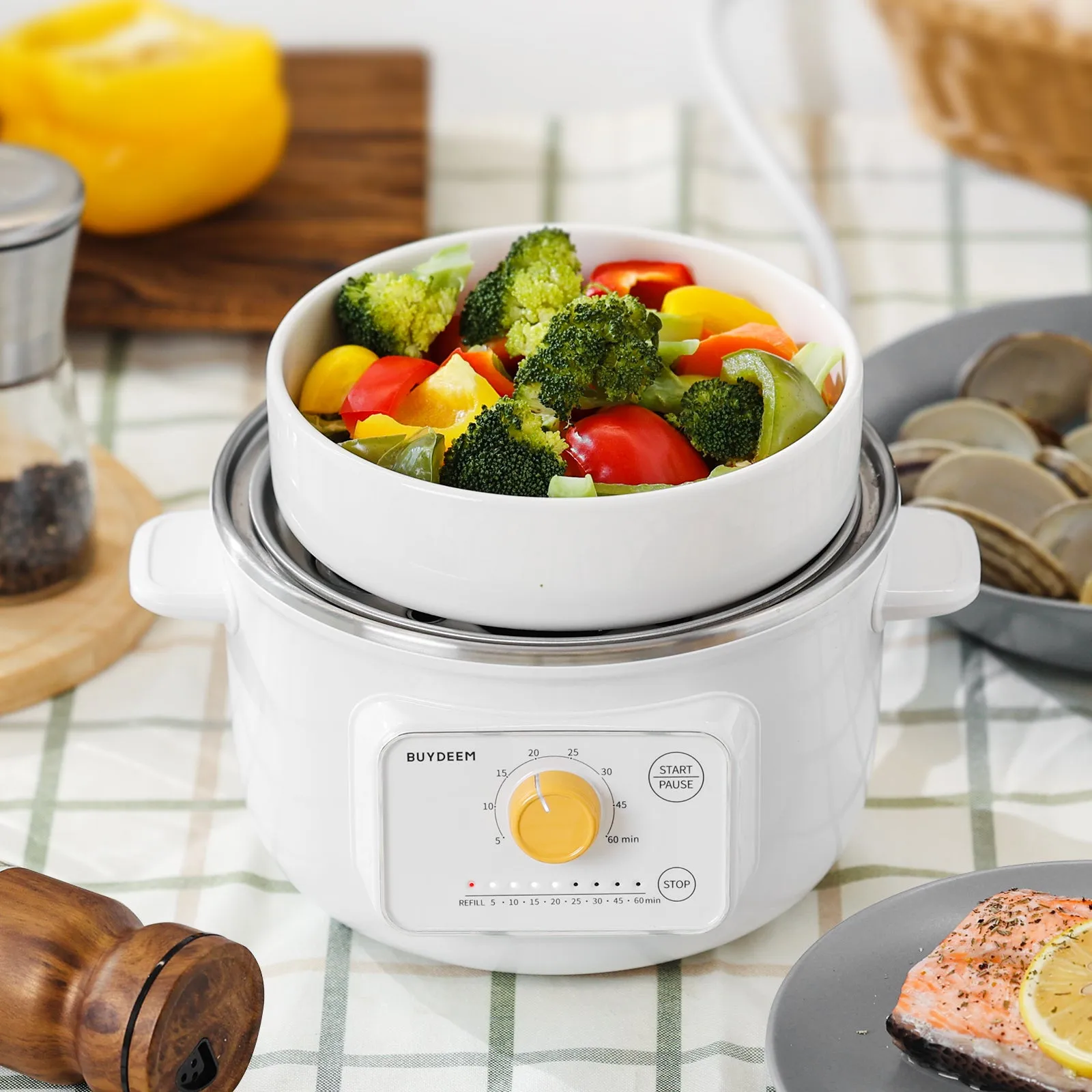 G32 Mini Electric Food Steamer with Ceramic Steaming Plate - Bundle Offer