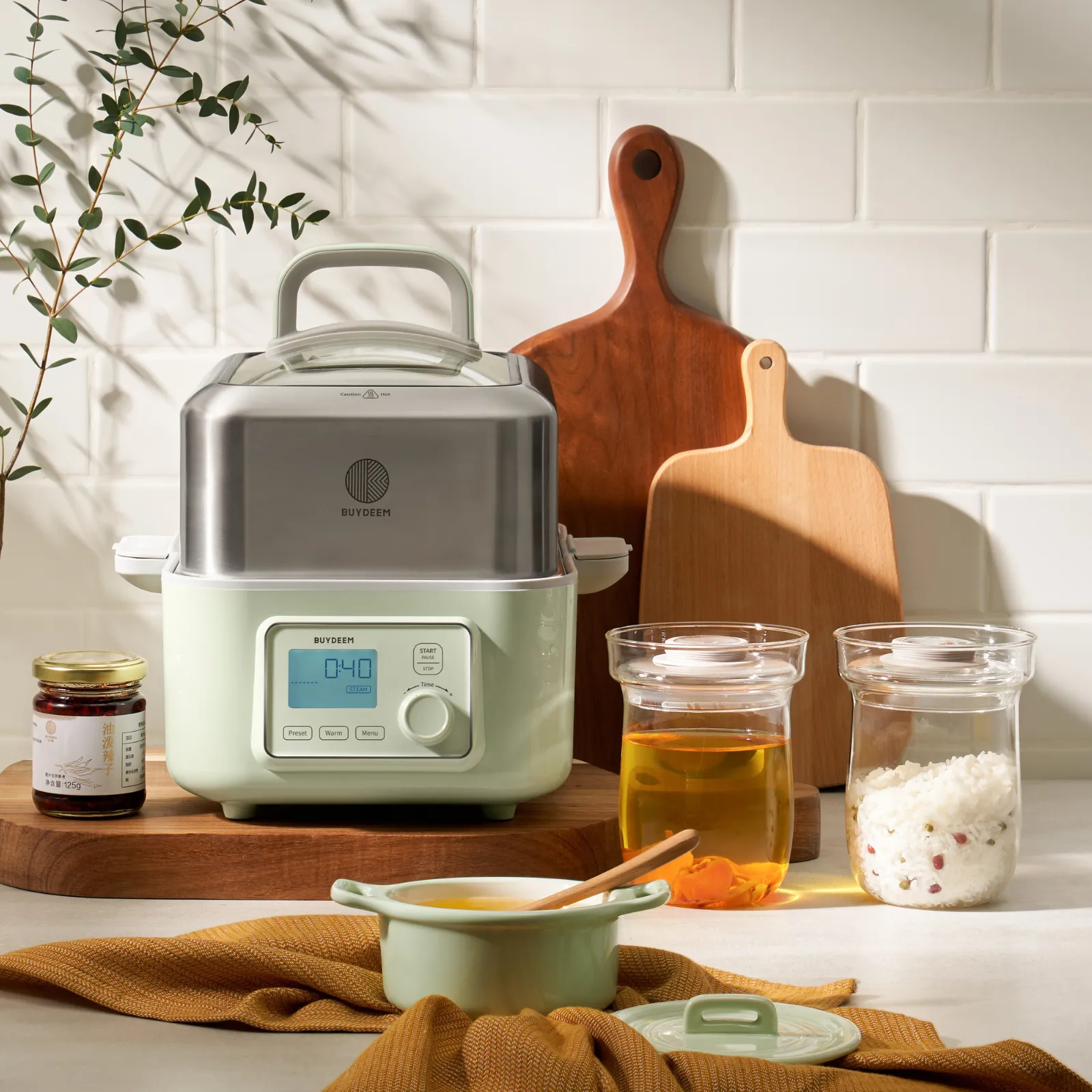 G563 Electric Food Steamer with Ceramic Cocotte - Bundle Offer