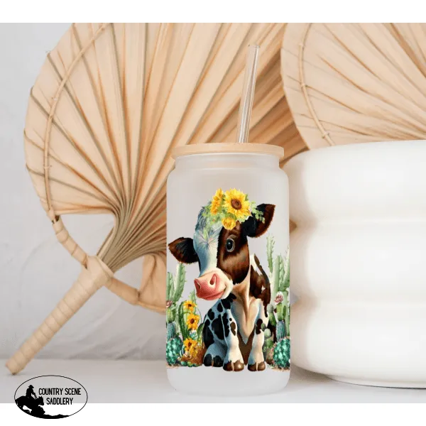 Glass Coffee Cup - Cactus Cow