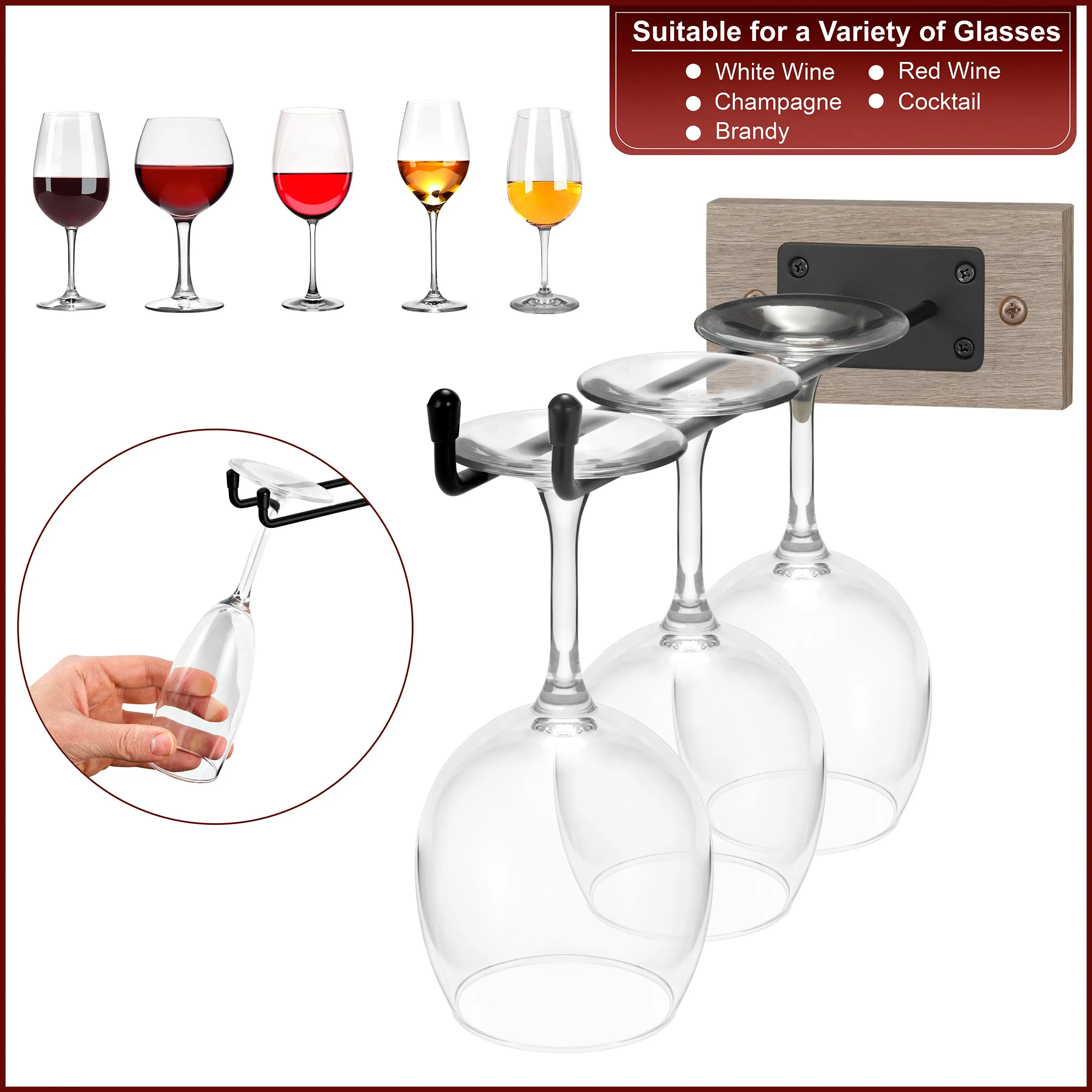 Glass Holder Stemware Rack Set (Set of 6)