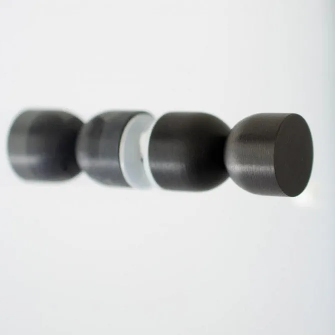 Glass Shower "Double Cup" Round Black Back to Back Door Knob