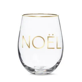 Gold Noel Stemless Wine Glass 5"H (14oz)