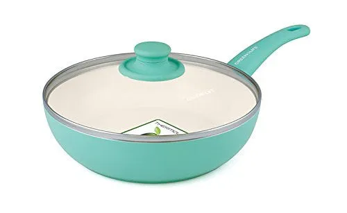 GreenLife Soft Grip 14pc Ceramic Non-Stick Cookware Set, Turquoise