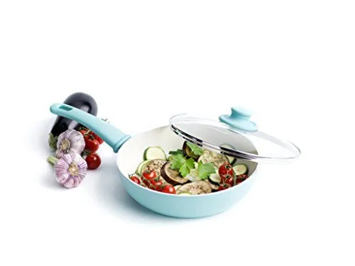 GreenLife Soft Grip 14pc Ceramic Non-Stick Cookware Set, Turquoise