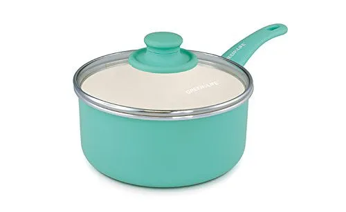 GreenLife Soft Grip 14pc Ceramic Non-Stick Cookware Set, Turquoise