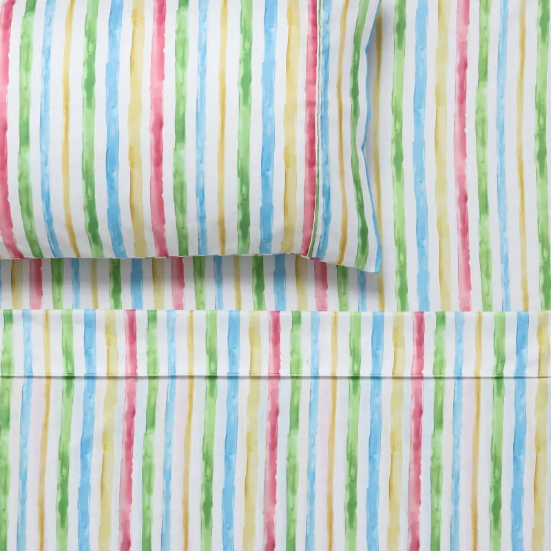 Happy Kids Stripes Printed Microfibre Sheet Set