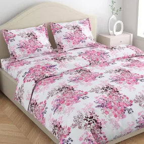 haus & kinder 100% Cotton Queen Size Bedsheet for Double Bed, 1 Cotton Bed Sheet Double Bed (90 X 100 Inches) with 2 Pillow Covers | 186 TC Bed Sheet Double Bed Cotton | Pink