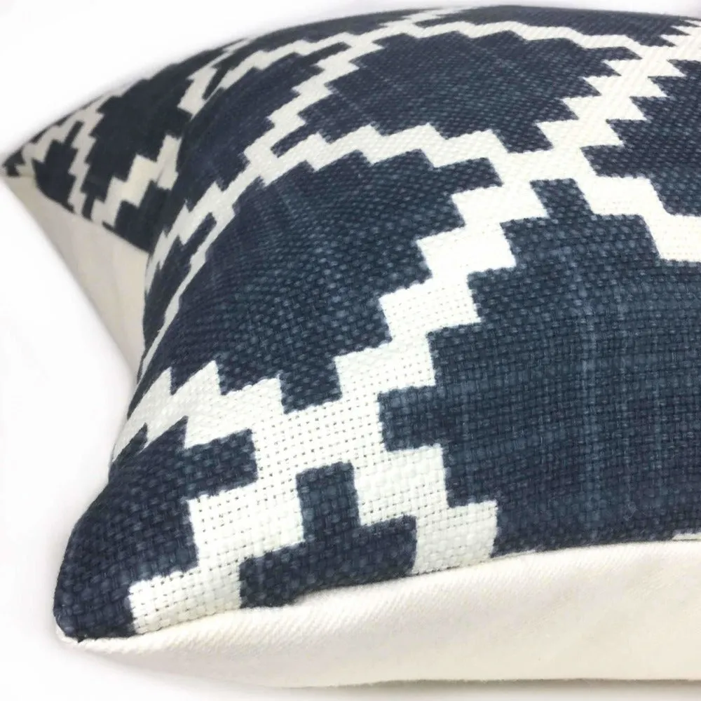 HC Monogram Lulu DK Gaston Navy Blue White Diamond Tile Pillow Cover