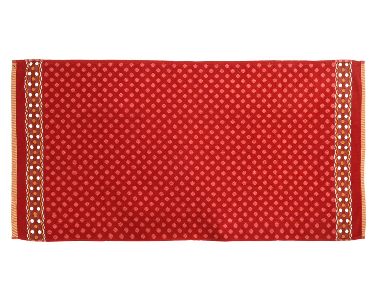 Heart Home Luxurious Dot Printed Soft Cotton Bath Towel Perfect for Daily Use, 30"x60" - Pack of 3 (Red)-50HH01787