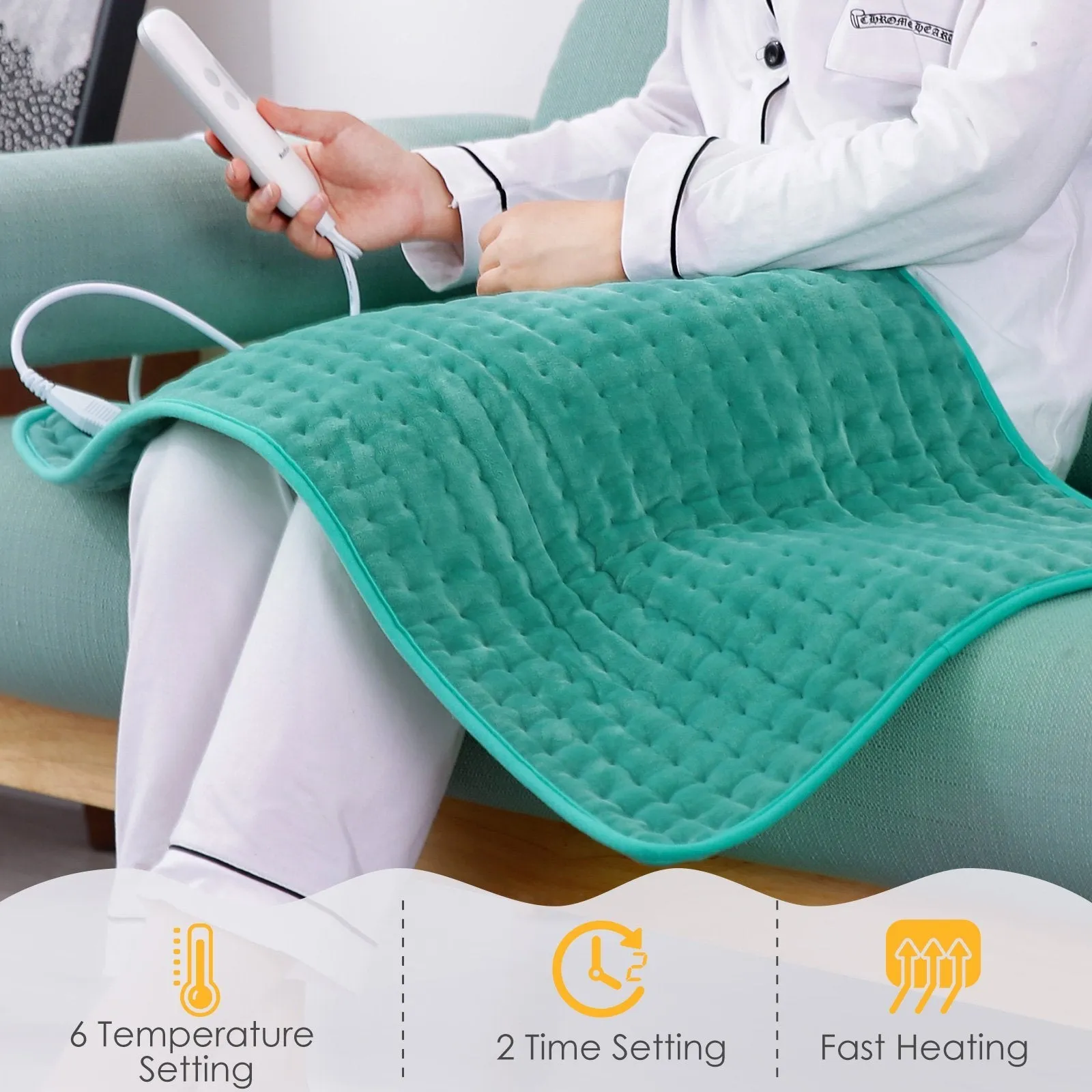 Heating Pads for Back Pain,18"x33" Large Electric Heating Pads with Auto Shut Off,6 Temperature Settings,Super-Soft,Fast Heating for Neck Back Shoulder Relief and Cramps