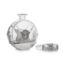 Highland Coo Pewter Glass Pair Limited Stock