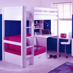 Highsleeper Bed with Desk & Sofabed - Thuka