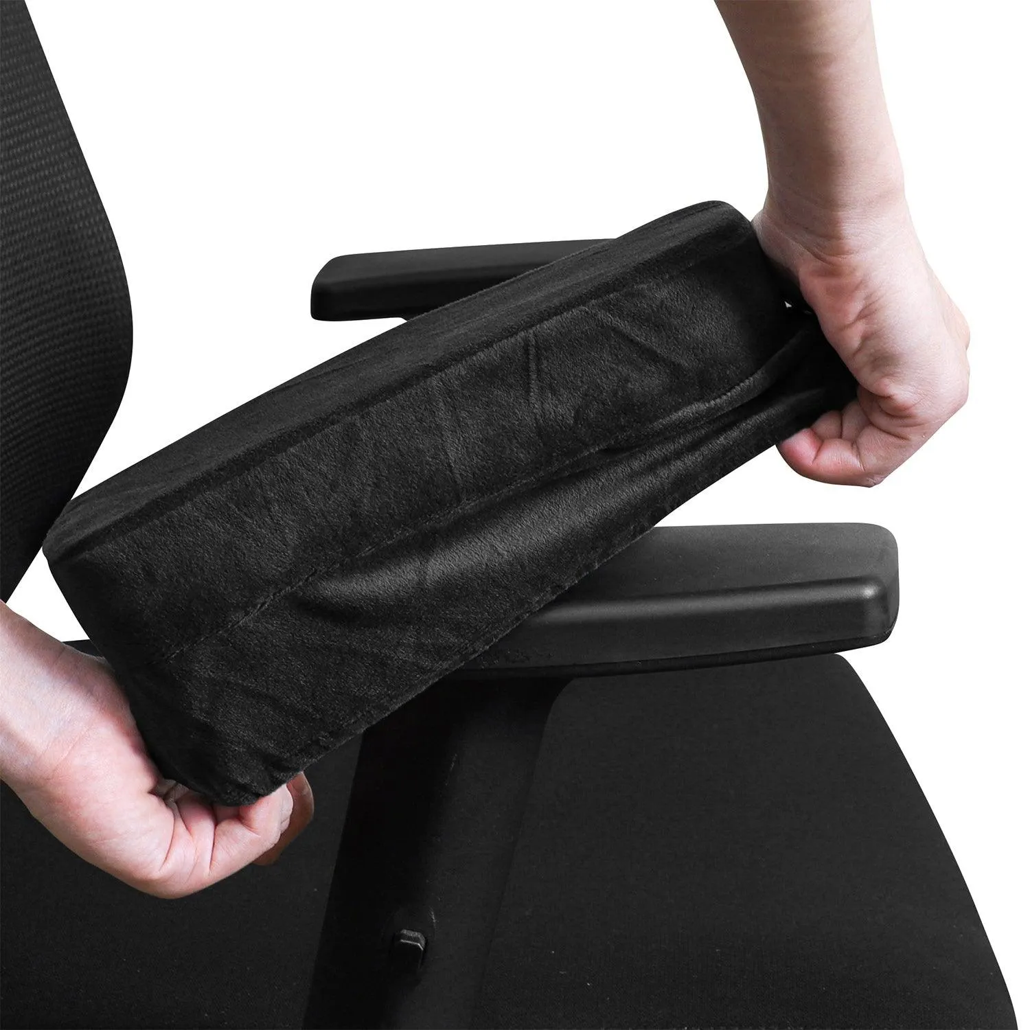 HOKIPO Chair Arm Rest Cushion Pad for Office Chair Comfy Armrest Covers, Black